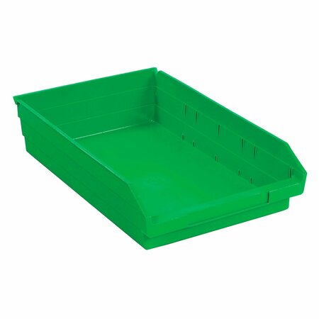 GLOBAL INDUSTRIAL Plastic Nesting Storage Shelf Bin 11-1/8inW x 17-7/8inD x 4inH Green 184846GN